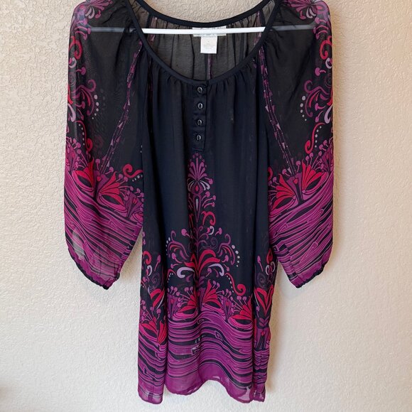Erin B Black & Purple Sheer Top – L, Professional & Stylish - Picture 6 of 10